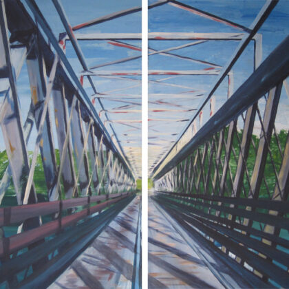 FREIHEIT 140x70 2011 Acryl Leinwand Brücke Natur Neuseeland Original Art Sonja Wythe