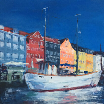 DANMARK København 50x50 2020 Acryl Leinwand Nyhavn Original Art Sonja Wythe