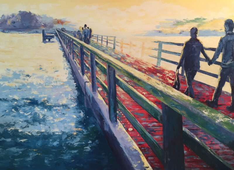 Seebrücke Timmendorfer Strand 220 x 160 cm 2015 Acryl Leinwand Ostsee Original Art Sonja Wythe