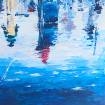 Spiegelung 100 x 110 cm 2013 Acryl Leinwand Blau Hamburg Wasser Original Art Sonja Wythe